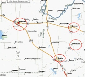 Map of Henrietta, Texas area